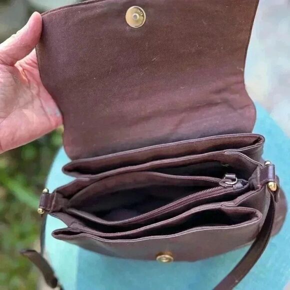 Vintage 80s 90s ETIENNE AIGNER Medium Leather Shoulder Bag Handbag Multi Section - Picture 4 of 6